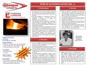 Fonderie Laroche Ltée., fabrication de pièces en fonte (2013-2014)